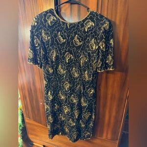 Vintage Stenay Black and Gold beaded dress
